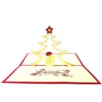 Handmade 3D Pop Up Christmas Card Merry Xmas Snowman Tree Star Seasonal Greetings Blank Celebrations Card